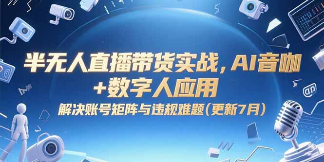半无人直播带货实战，AI音咖+数字人应用 解决账号矩阵与违规难题(更新7月-源创极客