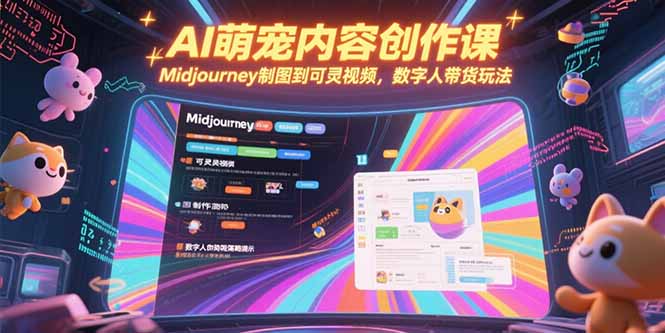 AI萌宠内容创作课，Midjourney制图到可灵视频，数字人带货玩法-源创极客