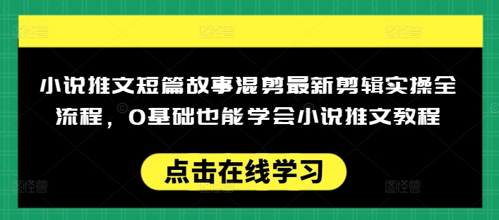 小说推文短篇故事混剪最新剪辑实操全流程，0基础也能学会小说推文教程，肯干多发日入多张-源创极客