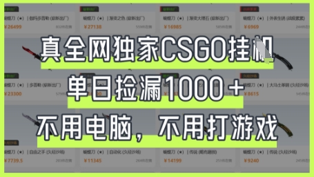 真全网独家CSGO挂G，单日捡漏1k+【揭秘】-源创极客