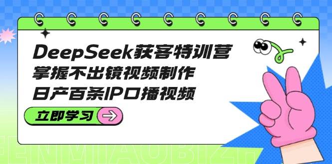 DeepSeek获客特训营：掌握不出镜视频制作，日产百条IP口播视频-源创极客