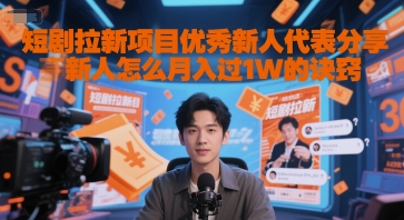 短剧拉新项目优秀新人代表分享新人怎么月入过1W的诀窍-源创极客