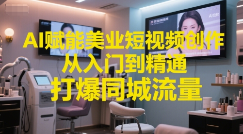 AI赋能美业短视频创作，从入门到精通，打爆同城流量，超级AI工具短视频实操落地-源创极客