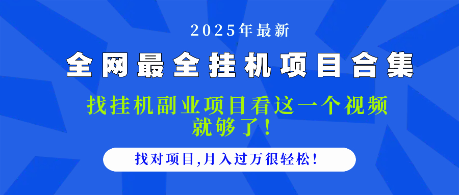 2025最全挂机项目合集 找项目看这一个视频就够了，做对项目月入过万很...-源创极客