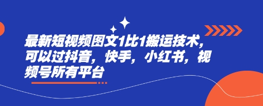 最新短视频图文1比1搬运技术，可以过抖音，快手，小红书，视频号所有平台-源创极客