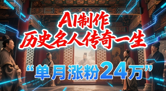 暴力起号！用AI制作历史名人传奇一生，单月涨粉24W，涨粉+变现赛道黑马来了-源创极客
