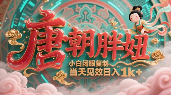 用AI克隆“唐朝胖妞”日更3条，平台疯狂推流，小白闭眼复制，当天见效，日入1k+-源创极客