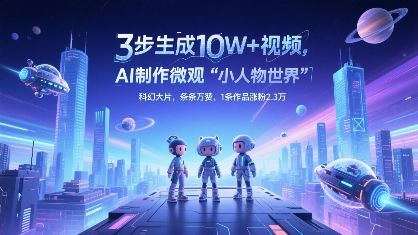三步生成10W+视频，AI制作微观“小人物世界”科幻大片，条条万赞，1条作品涨粉2.3万-源创极客