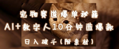 宠物赛道爆单秘籍：AI+数字人10分钟造爆款，日入1k-源创极客