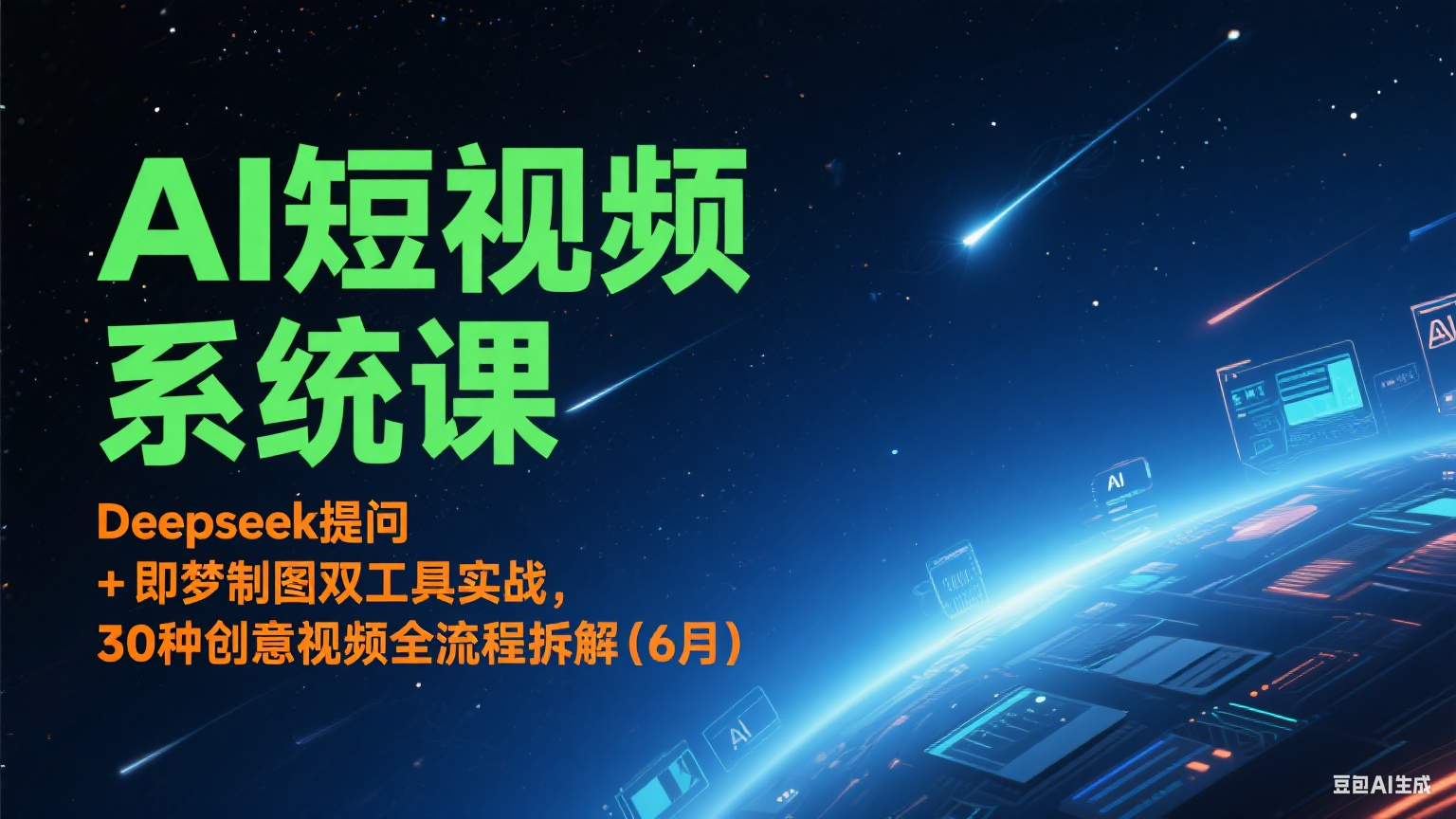 AI短视频系统课：Deepseek提问 + 即梦制图双工具实战，30种创意视频全流程拆解(6月)-源创极客