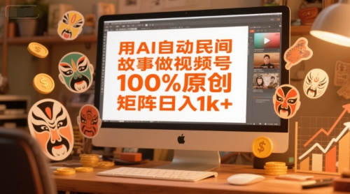 用AI自动民间故事做视频号，100%原创，矩阵日入1k+-源创极客