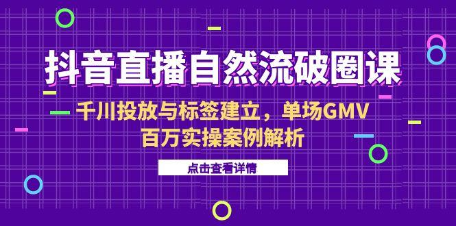 抖音直播自然流破圈课-6月，千川投放与标签建立，单场GMV百万实操案例解析-源创极客