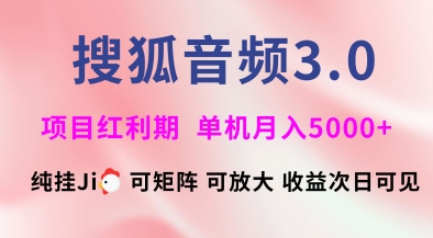 搜狐音频挂ji3.0.可矩阵可放大，独家技术，稳定月入5000+【揭秘】-源创极客