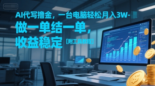 AI代写撸金，一台电脑轻松月入1-3W，做一单结一单，收益稳定【附工具教程】-源创极客