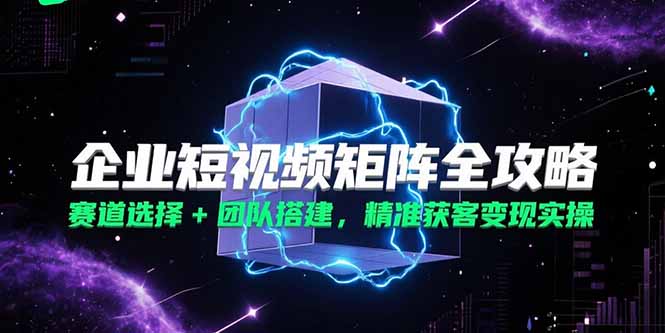 企业短视频矩阵全攻略，赛道选择+团队搭建，精准获客变现实操-源创极客