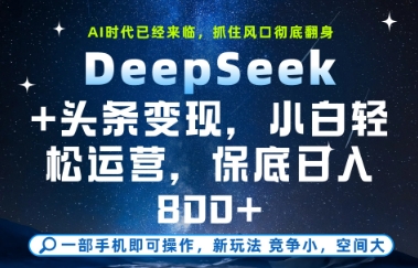 DeepSeek+头条变现，保姆级教学，小白轻松上手，日入8张+【揭秘】-源创极客