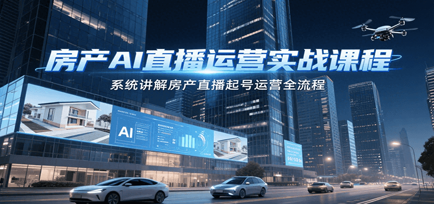 房产AI直播运营实战课程，系统讲解房产直播起号运营全流程-源创极客