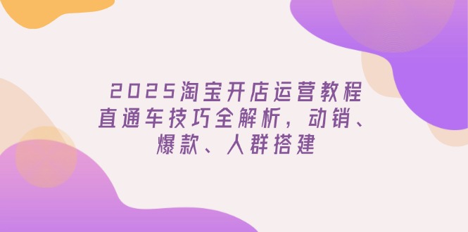 2025淘宝开店运营教程更新，直通车技巧全解析，动销、爆款、人群搭建-源创极客