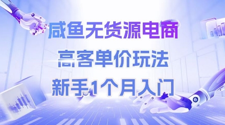 咸鱼无货源电商，高客单价玩法，新手1个月入门-源创极客