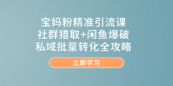 宝妈粉精准引流课，社群猎取+闲鱼爆破，私域批量转化全攻略-源创极客