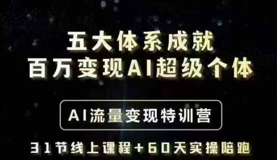 五大体系成就百万变现AI超级个体- AI流量变现特训营，一步一步教你一个人怎么年入百W-源创极客