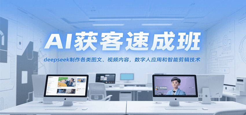 AI获客速成班，deepseek制作各类图文、视频内容，数字人应用和智能剪辑技术-源创极客