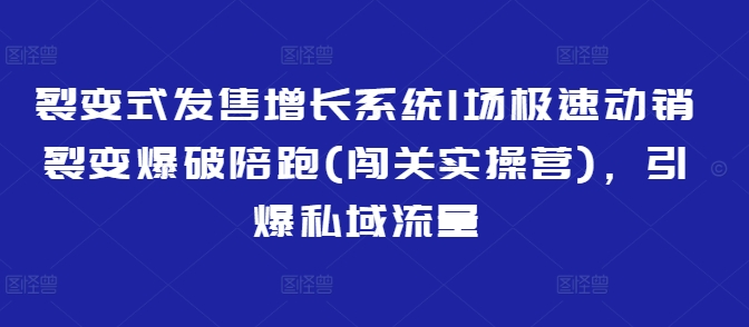 裂变式发售增长系统1场极速动销裂变爆破陪跑(闯关实操营)，引爆私域流量-源创极客