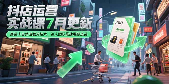 抖店运营实战课7月更新，商品卡自然流截流技术，达人团队搭建爆款选品-源创极客